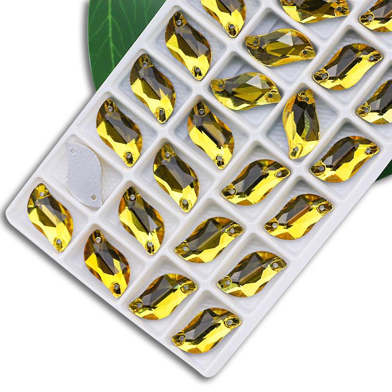 All Size All Color Ab S Shape Sew On Rhinestone Leaf Glass Crystal Sewing Flatback 2 Holes 6*12 10*20 14*30 for Dress Decoration