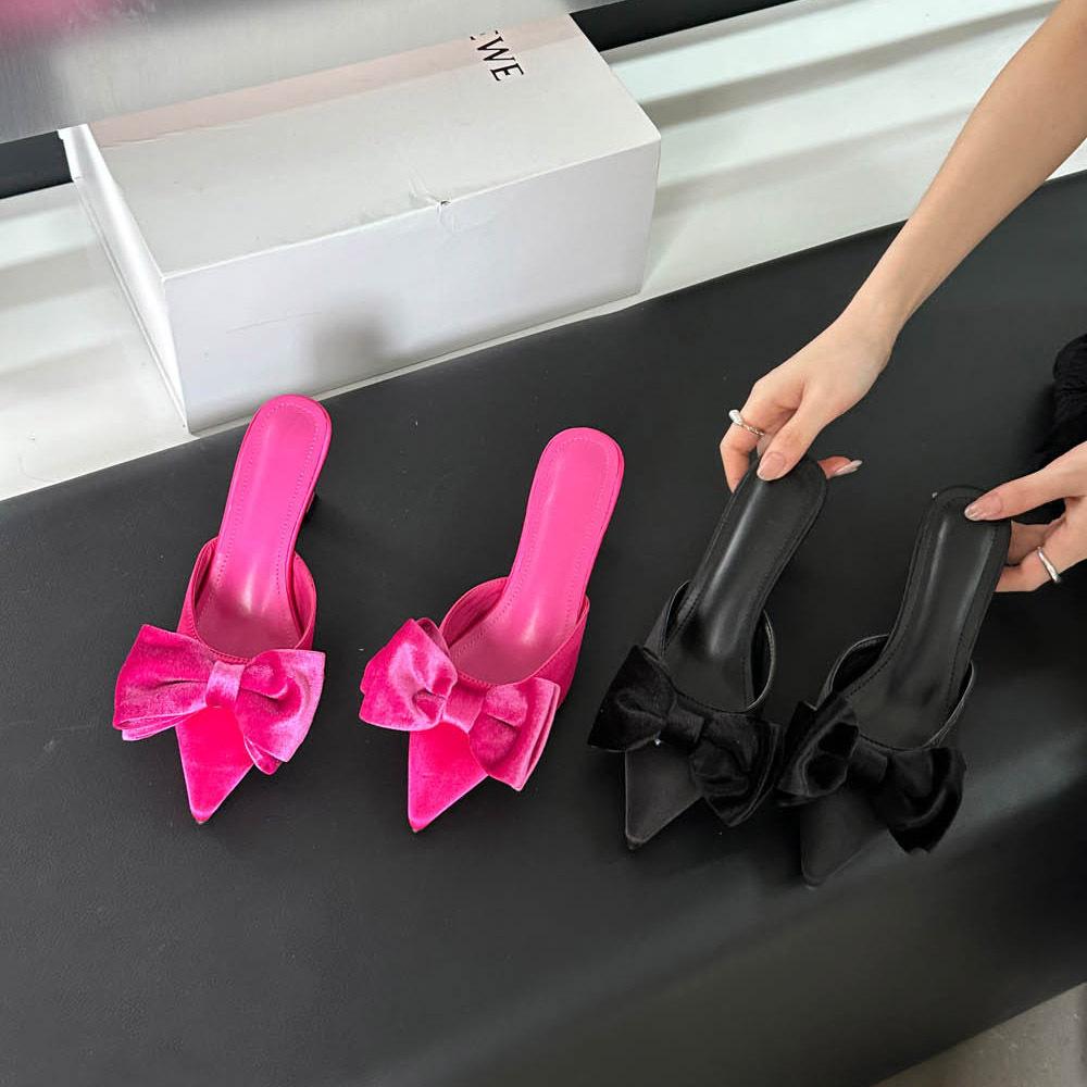 

Виноградные материнские сандалии лето новые полуподносные женские туфли милые остроносые туфли-шлепанцы на высоком каблуке 40 розы красного