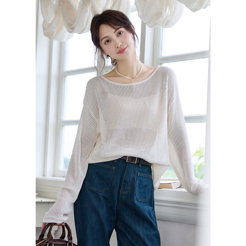 ITISF4 Women's Spring Loose Knit Round Neck Top