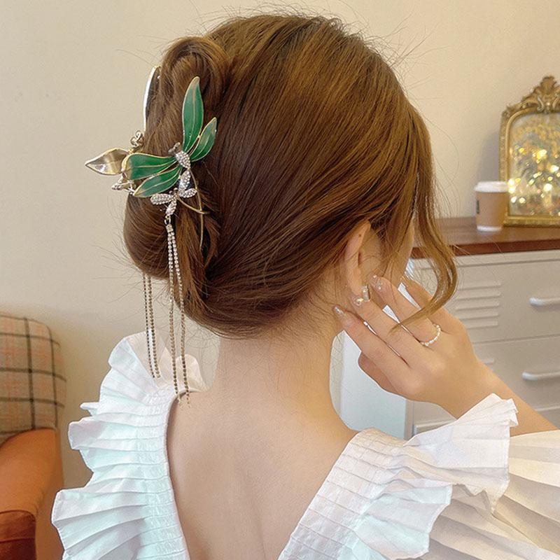 Elegante Metall Kristall Libellen Krallenklammer für Damen Große Quaste Haarspangen Haarspangen Kopfschmuck Haarnadeln Mode Haaraccessoires Geschenke