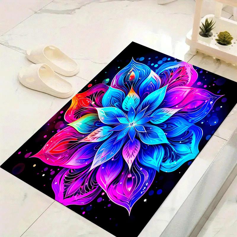 1pc Colorful flowers Design Area Rug - Soft, Anti-Slip, and Durable Gaming Room Decor for Bedroom