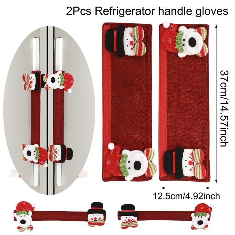 

Christmas Refrigerator Handle Covers Plush Cloth Appliance Handle Cover Christmas Decorations for Home 2024 Navidad Noel NewYear