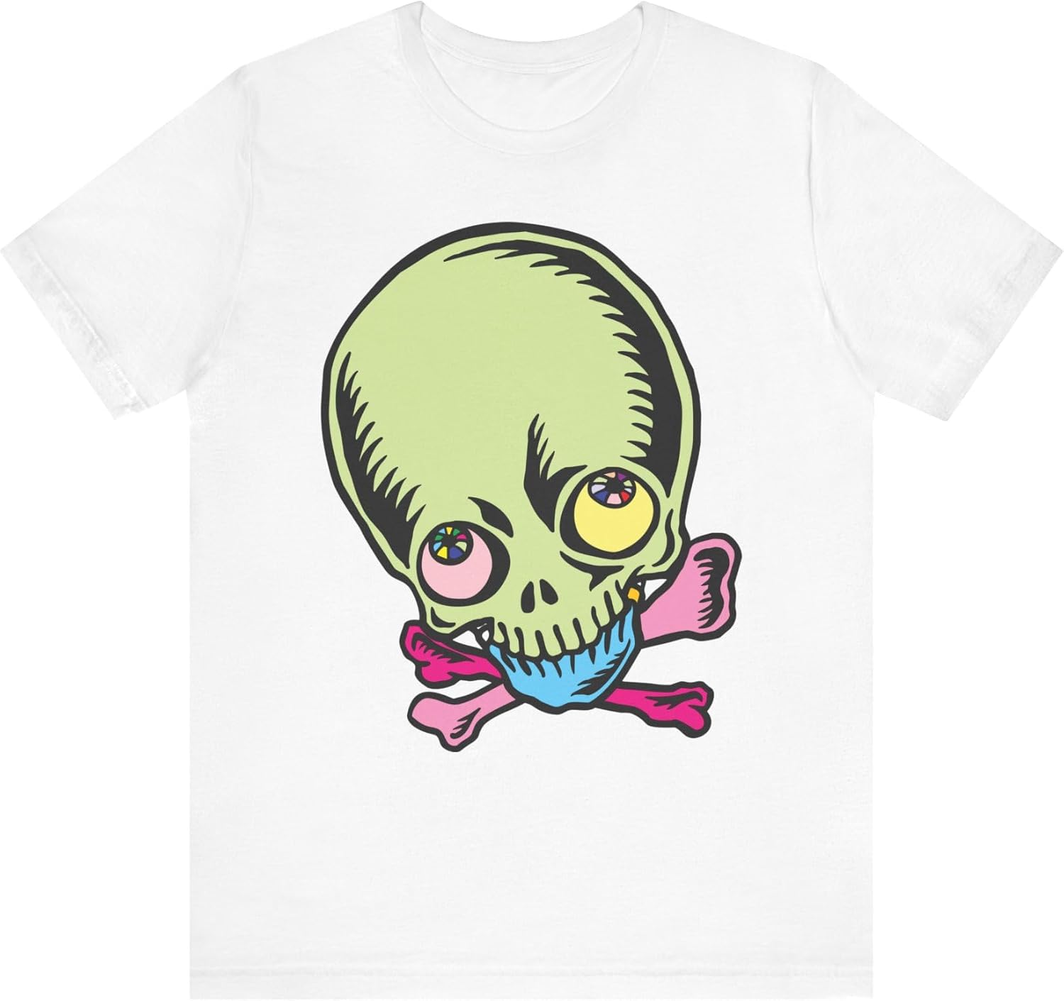 Lt Green Skull Graphic Design Tee, Skull Shirt, Vintage Tees, Art Design T-Shirt, Vintage Graphic Tee, Art Shirts with Skulls S