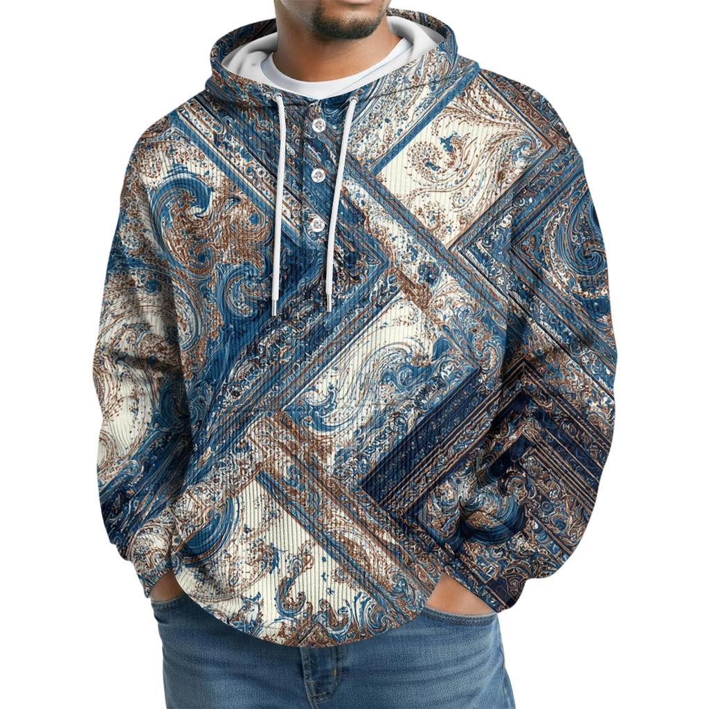 Pánská pletená mikina s kapucí, ležérní mikina s dlouhým rukávem