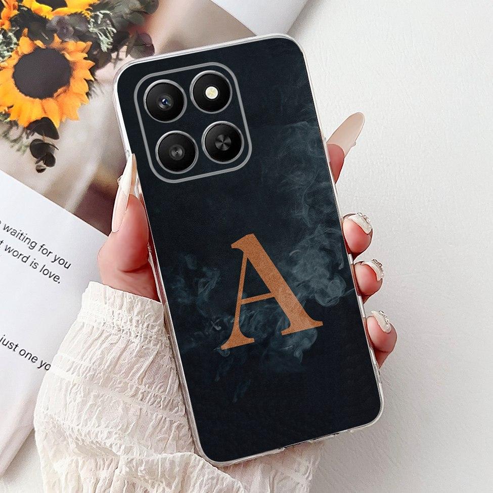 Clear For Honor 400Smart 5G LGN-NX1 Case For Honor 400 Smart Cover Luxury A-Z Letters Fashion Flowers Crown Soft Bumper Casing