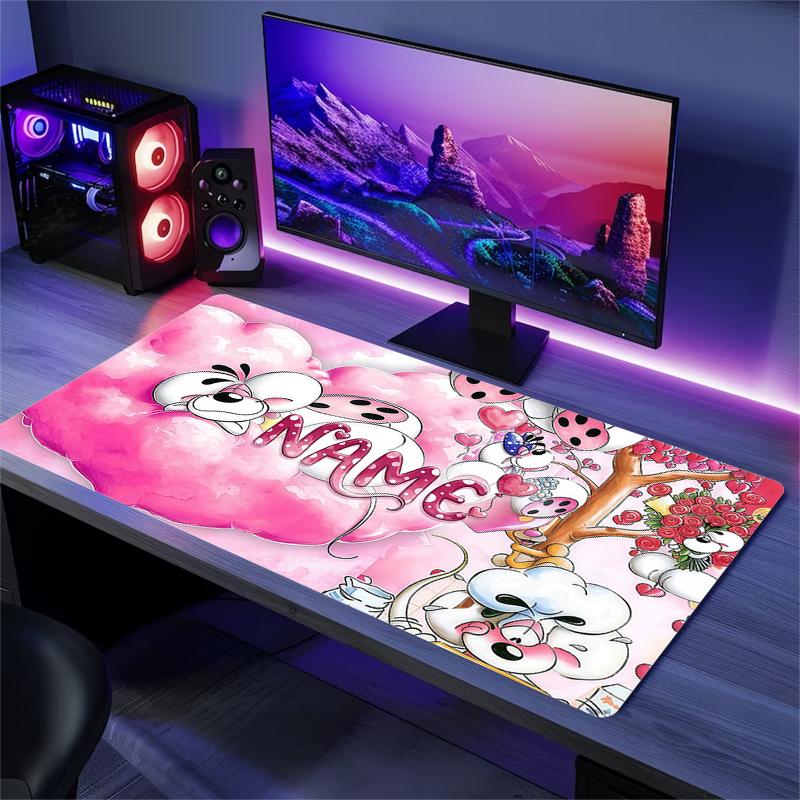 Personalisierter Name, Diddl Mauspade, Große Gaming-Schreibtischmatte, Rutschfestes XXL-Mauspad für Laptop & Tablet, Mini-PC-Spielmatte mit genähten Kanten