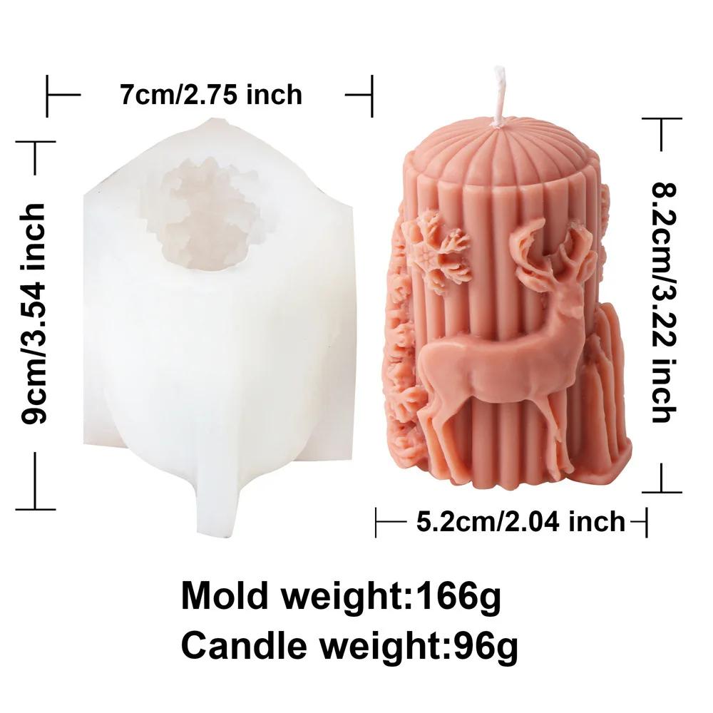 DIY Santa Claus Reindeer Cylindrical Candle Silicone Mold Hat Bear Christmas Tree Relief Cylindrical Candle Mold Christmas Gift