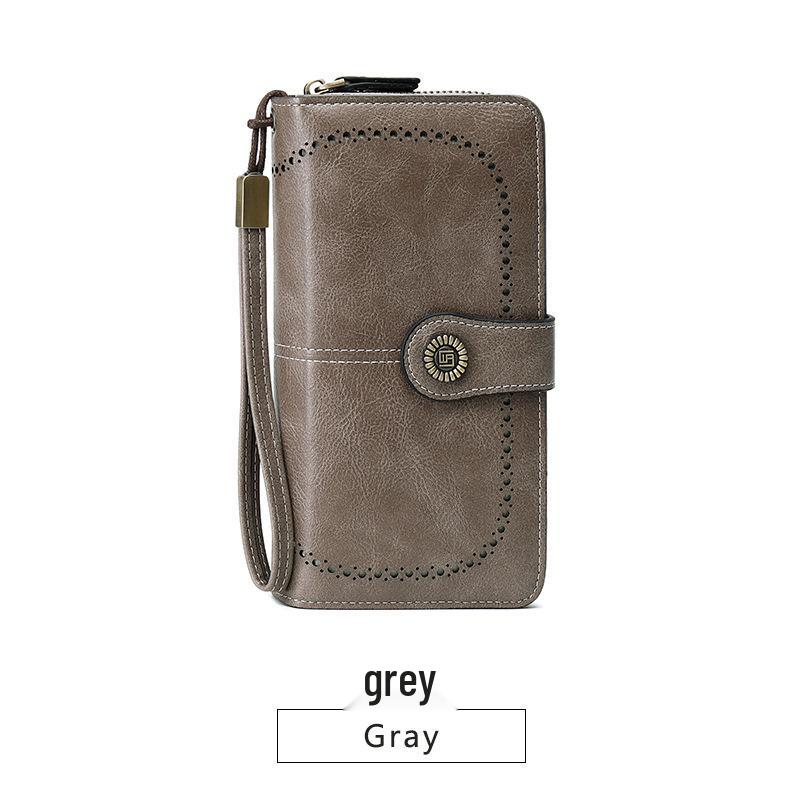 RFID-Blocking Women's Long Zipper Wallet: Large Capacity European & American Style