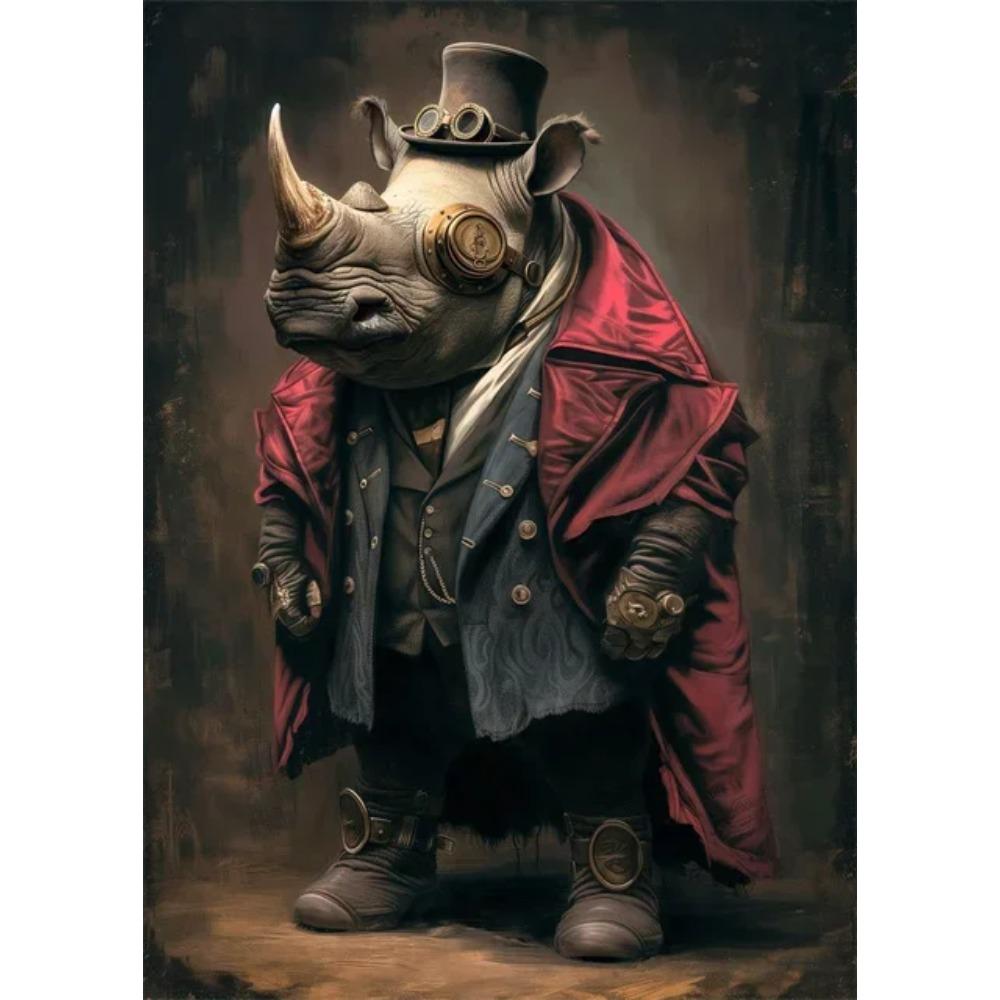 Steampunk Animals Royal Cat Sheep Dog Squirrel Rhino Posters Canvas Print Art Paintings Cuadros Wall Art for Living Room Decor