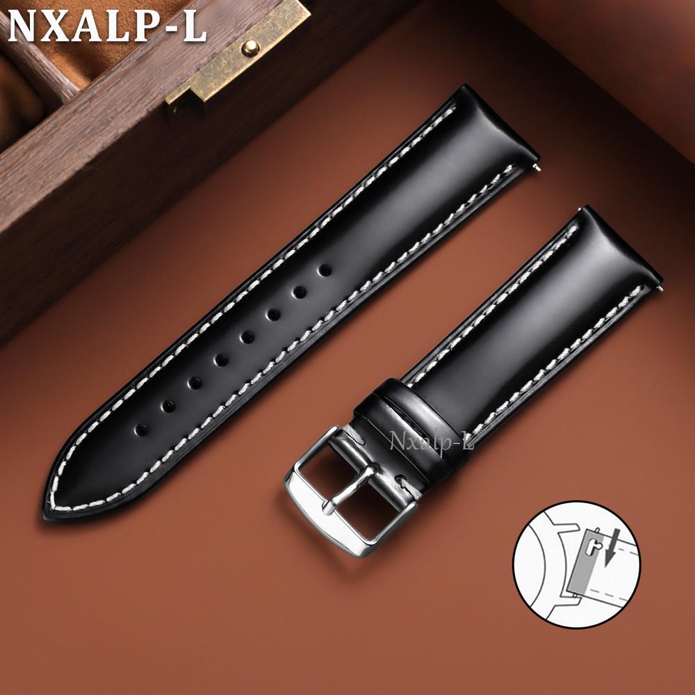 Oiled Leather Strap for Omega for Seiko Watch Band 18mm 19mm 20mm 21mm 22mm Genuine Cowhide Wristband Quick Release Accessories