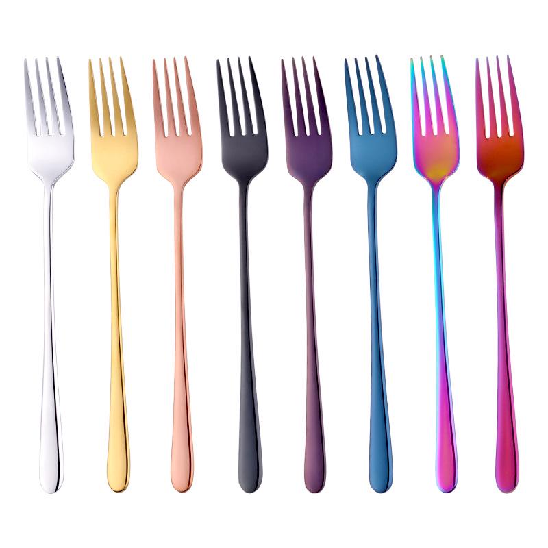 Korean Style 304 Stainless Steel Long Handle Fork - Ideal for Steak, Salad, and Western Tableware in Restaurants or Homes