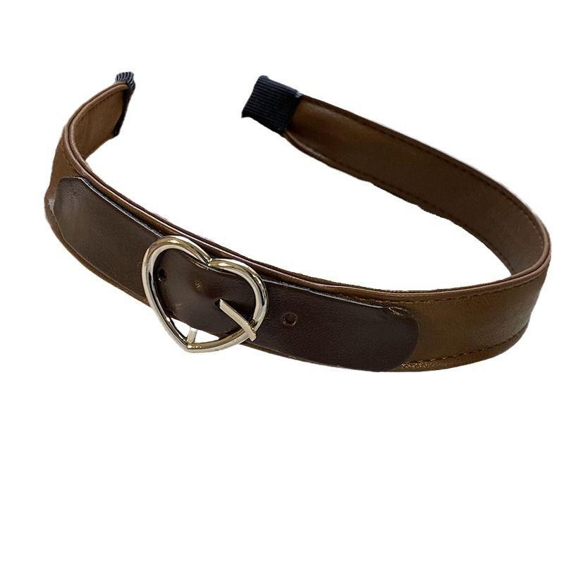 1pc The Colors of Autumn! Coffee Colored Belt Buckle, Heart-shaped Headband, Women's New Headband, Maillard Headband