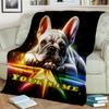 1PC Custom Name Starlit French Bulldog Flannel Blanket Versatile,all-season Throw Suitable for the Living Room,bedroom,camping,travel,and Gift
