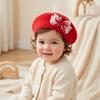 Red Color Chirldren's Knit Cap Soft Fabric Toddler Winter Hat New Kid Headwear  For Toddler Girls