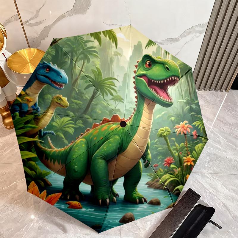 1PC Dinosaur Adventure Jungle Automatic Umbrella - Suitable Travel Outdoor Portable Umbrella Birthday Gift Daily Essentials