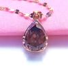Color Gold Smoke Stone Necklace Retro Women'S Water Drop Shape Shiny Egg Surface Variant Set Chain Niche Pendant