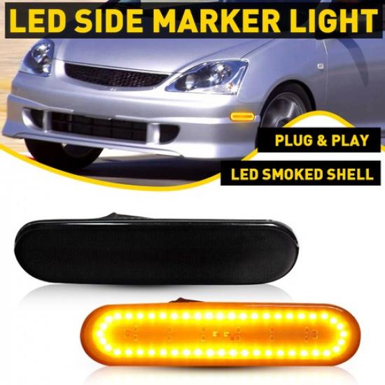 Front Amber LED Side Lights Marker Fender Lamp Fit Honda 02-05 Civic Si EP3 3DR