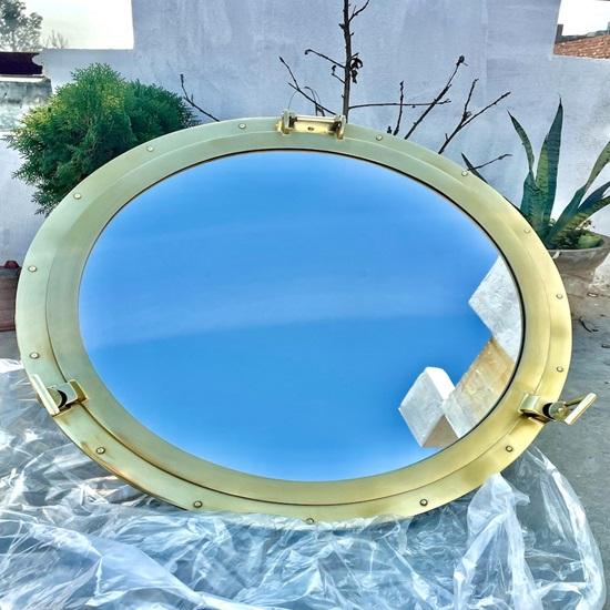 

Large 76.2 cm Porthole Window Nautical Maritime Wall Decor 76.2 cm золотистый