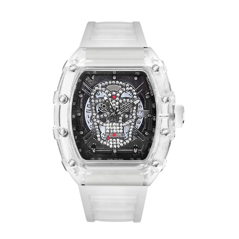 High-Value Fashion Trend Non-Mechanical Transparent Ghost Head Wine Barrel-Shaped Men'S Watch