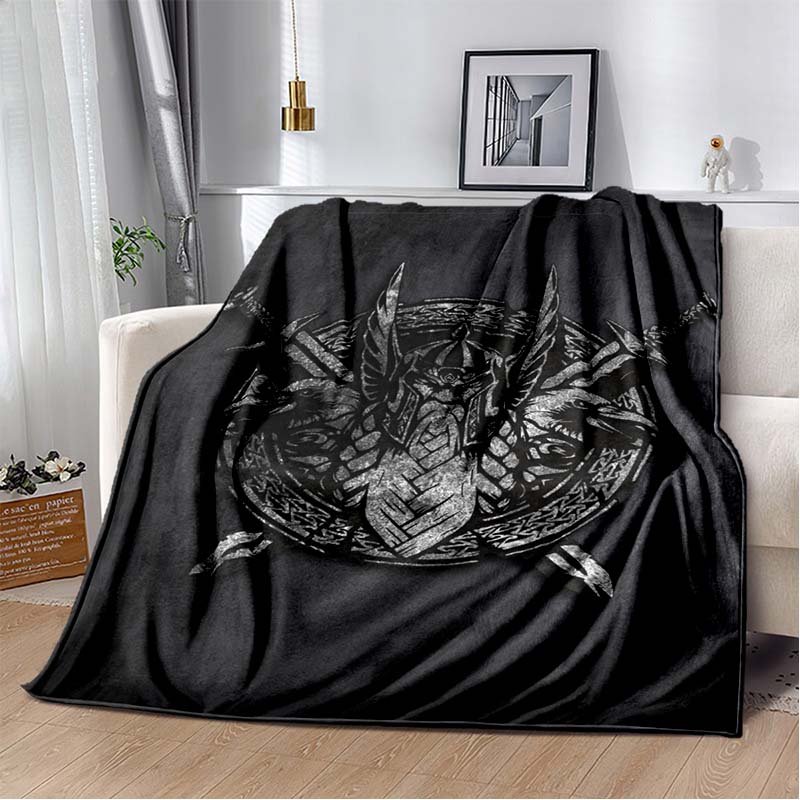3D Viking Odin Valhalla Nordic Mythology Symbols Blanket,Soft Throw Blanket for Home Bedroom Bed Sofa Picnic Office Travel Cover