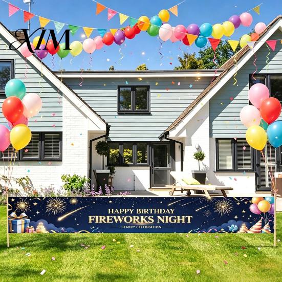 Outdoor Foto Hintergrund Großes Happy Birthday Hof Banner Schild, 70 x 15 Zoll Dekoration Kulisse für Jungen Mädchen Partyzubehör Wandbehang Innen