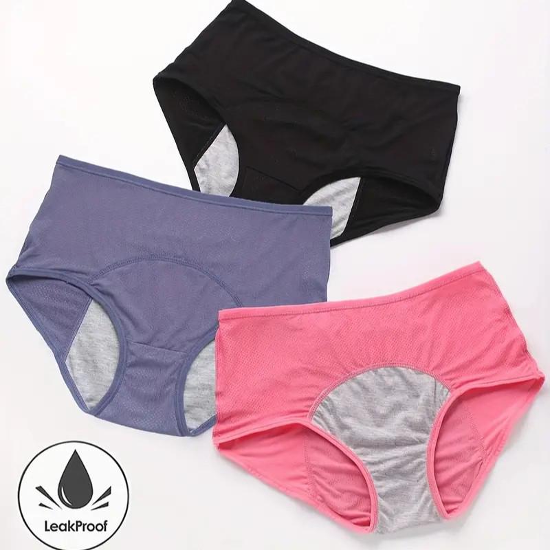 Plus Size Leak-Proof Menstrual Panties with Breathable Mesh, Mid-High Waist for Women