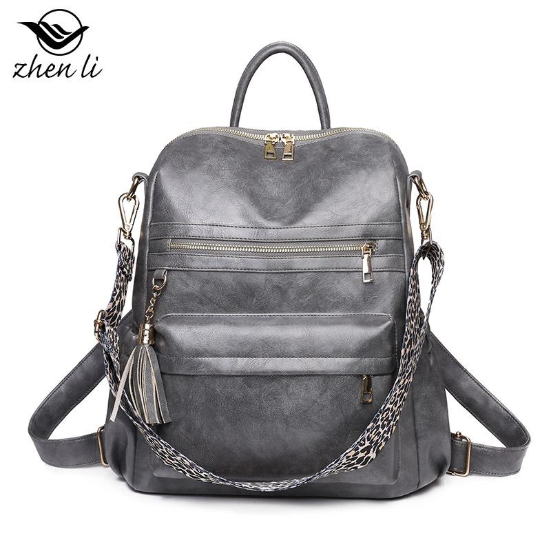 Large Capacity Trendy Retro Backpack, Soft Leather Dual-purpose Single Shoulder Bag, Women's Backpack