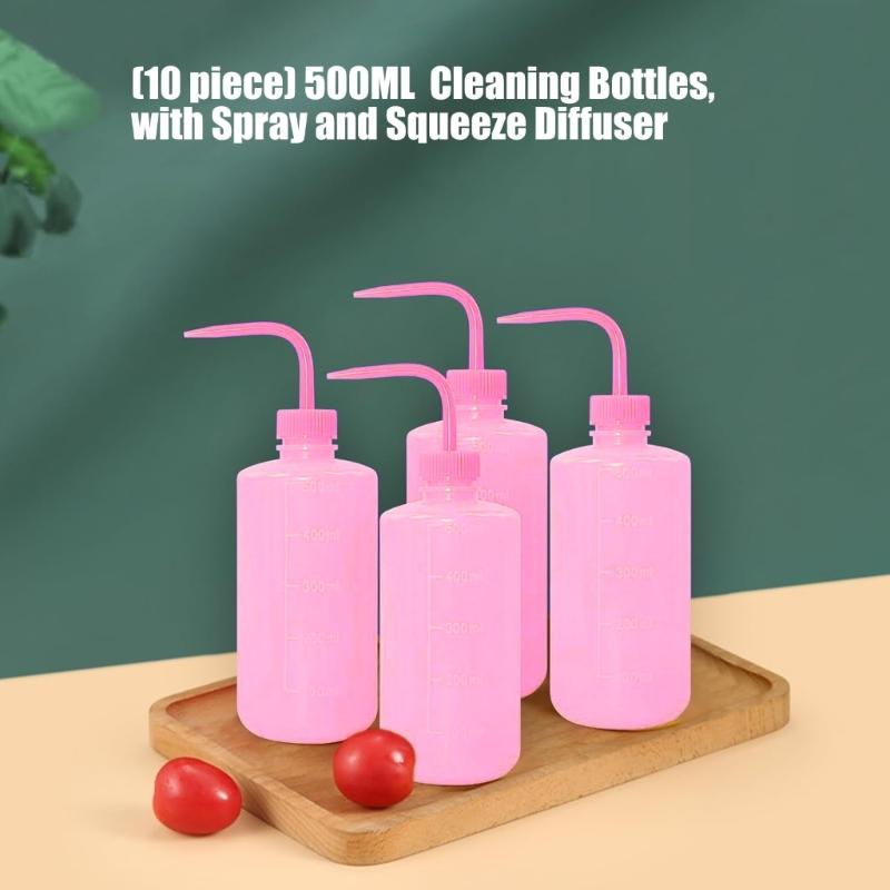 10PCS 500ml Laboratory Wash Bottles With Angled Nozzle And Measurement Scale For Accurate Liquid Dispensing Tasks