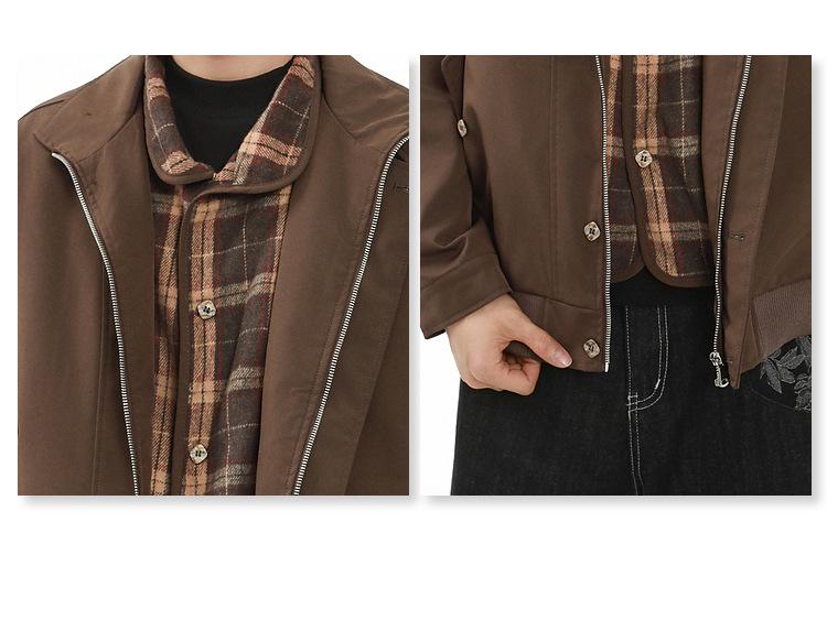 Men's Retro Plaid Stand-Up Collar Jacket - Autumn/Winter Trendy Couple Top