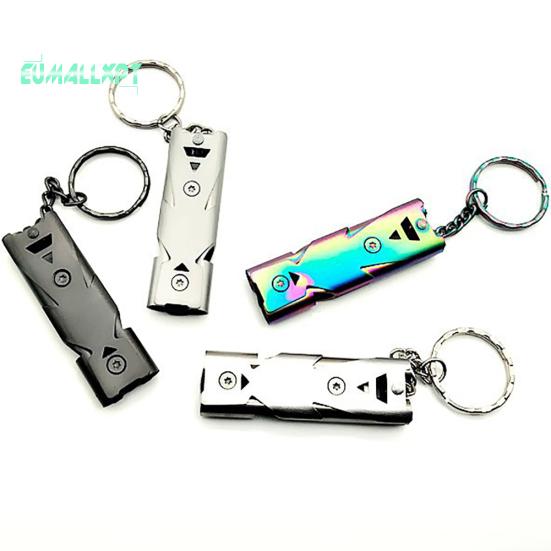 Portable Stainless Steel Dual-Pipe Mini - High Decibels Survival Keychain Whistle