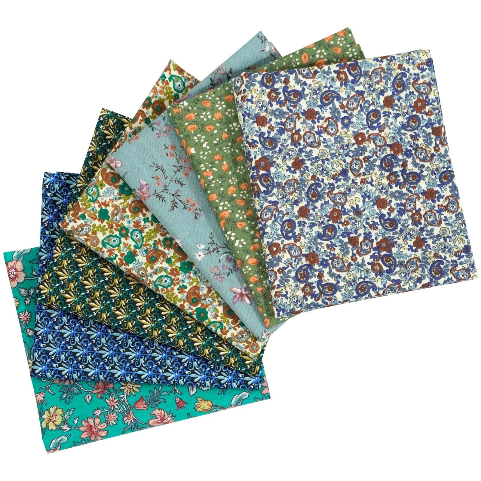 

Floral Print Fabric Cute for DIY Crafts 7-Piece Set, Scraps, 46x56cm,