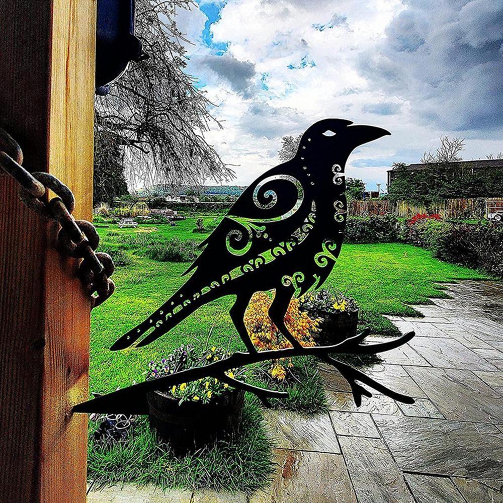 

Black Metal Bird Wall Signs Iron Craft Bird Fence Ornaments Creative Garden Bird Plug-in Garden