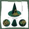 A Halloween Party Hat Witch Hat Artificial Flower Clothing Accessories Made of Polyester Fiber Green Magic Hat