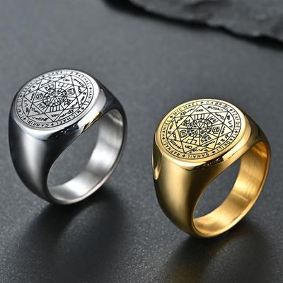 Zeven Aartsengelen Ring voor Mannen Roestvrij Staal Zegel van Salomo Tetragrammaton Beschermingsring Duurzame Mannen Sieraden