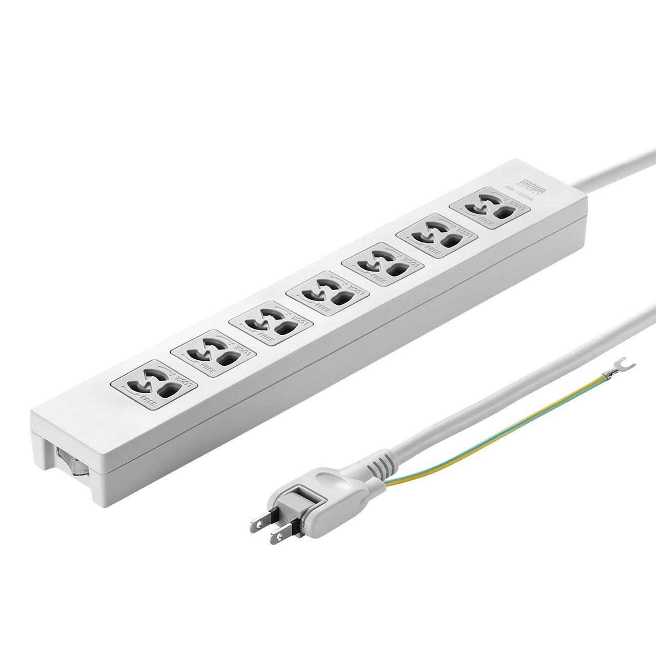 

Sanwa Supply TAP-F37-5ZSR 7-Outlet (3-Pin) Power Strip, 5m, Lightning Protection, Centralized Switch, Magnet on the Back, Swing Plug with Ground Cord
