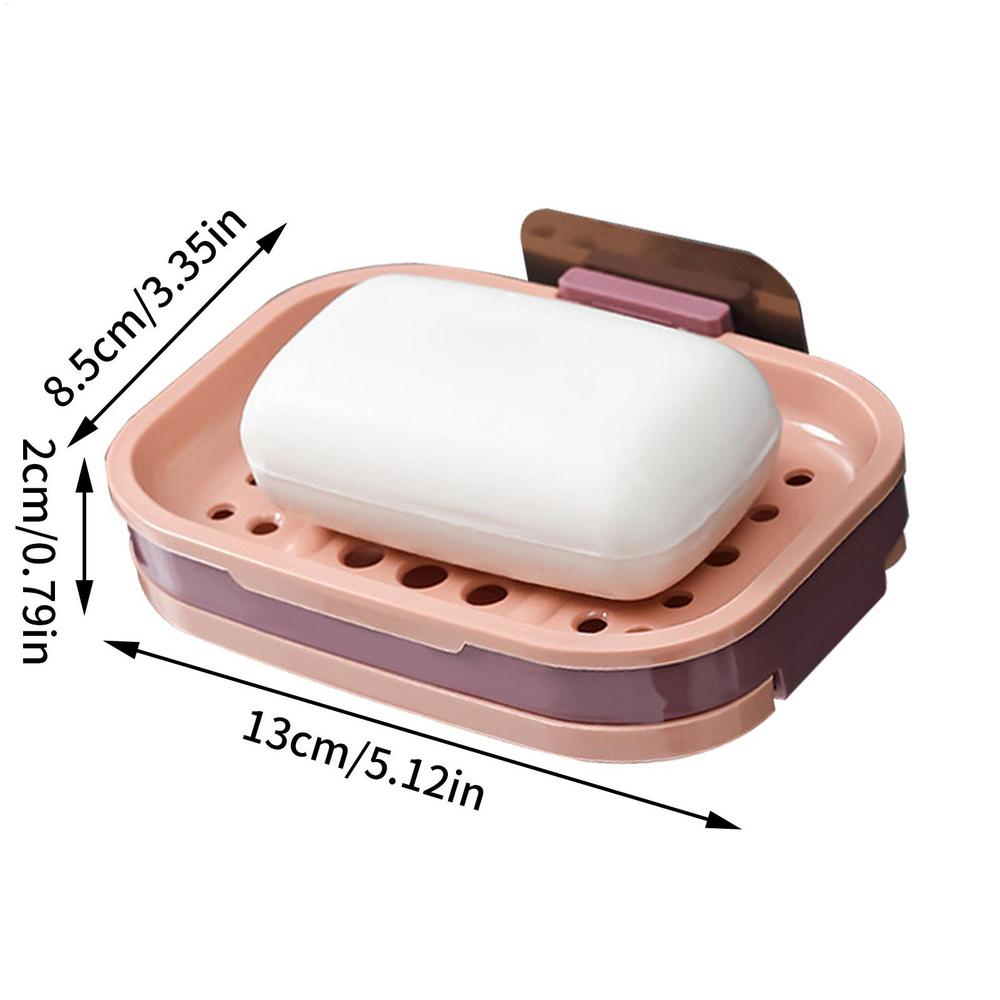 Wall Mounted Soap Holder Double Layer Soap Rack No Drilling Wall Mounted Soap Drain Holder Soap Holder Soap Tray Self-Adhesive