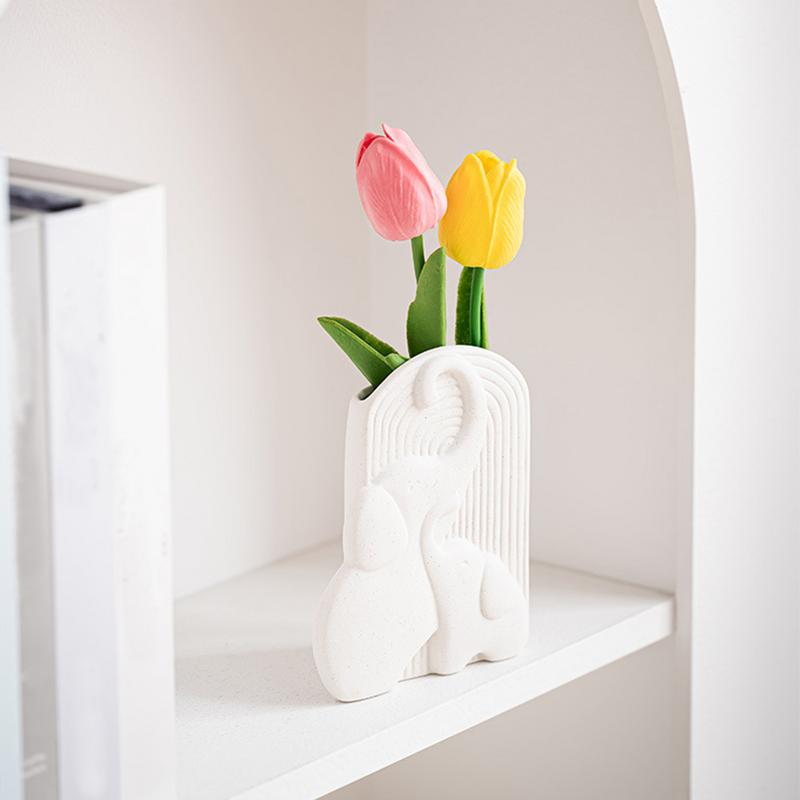Elephant Vase | Dried Flower Vases | Ceramic Flower Vase Cute Modern White Floral Vase for Home Tabletop Aesthetic Decoration China Mainland