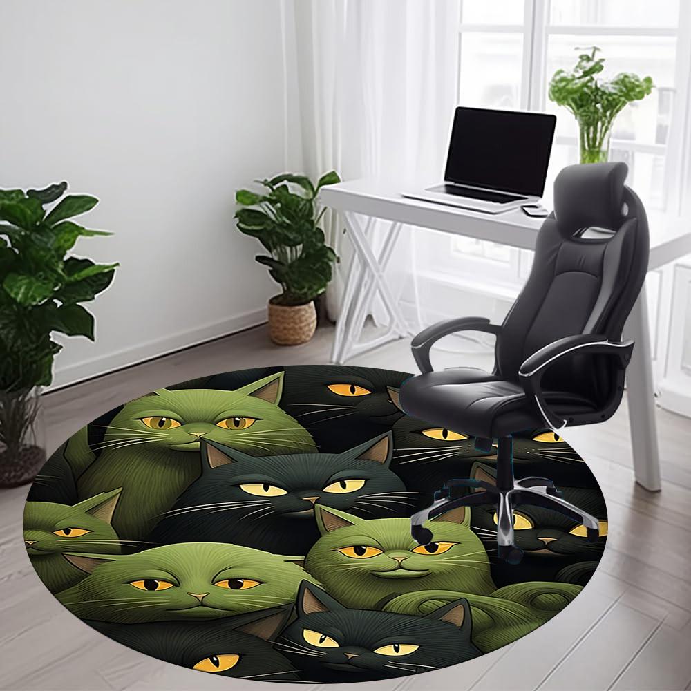 1pc Cat Pattern Office Round Area Rug, Indoor Mat Suitable ForOffice, Under Office Chairs Bedroom Living Room Home Decor, Room Deco,  n74