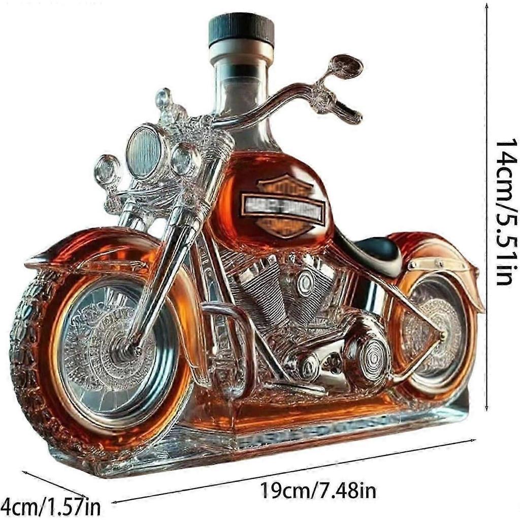 Whiskey Bottle Motorcycle Shape 11 Oz Novelty Glass Decanter 3d Engraving Creative For Men Motorcycle Rider/alcohol Lover Collector-jinmu3_siasd