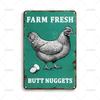 Vintage Farm Fresh Chicken Butt Nuggets Art Poster Metal Tin Sign Ideal Gift X Inch for Farm Garden Home Wall Decor Plaque