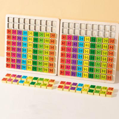 Jogo de Tabuleiro da Tábua de Multiplicação em Madeira, Jogo Numérico de Adição, Com Cubos Coloridos Numerados, Presente Para Crianças, Atividade de Festa