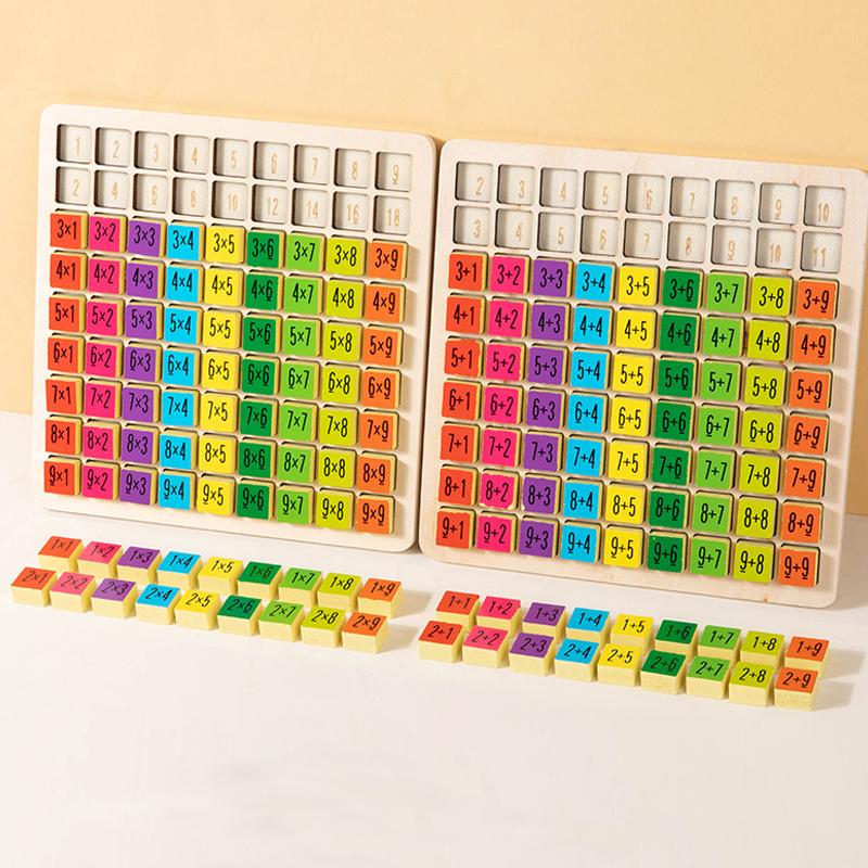 Wood Multiplication Table Board Game, Numerical Addition Game, With Colorful Numbered Cubes, Gift For Kids, Party Activity