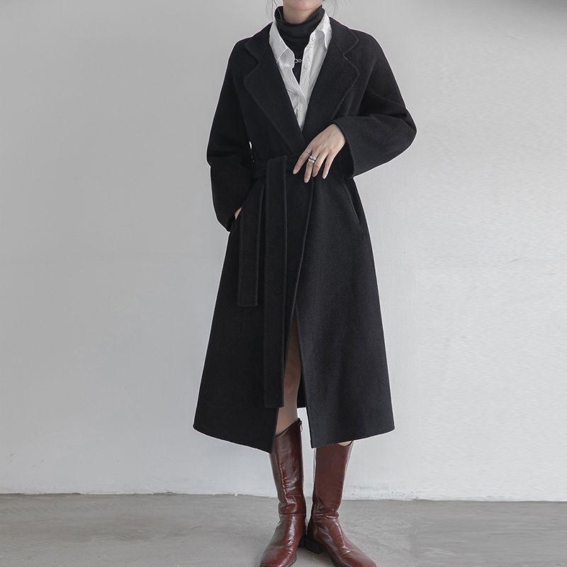 

Maillard Women s Double-Sided Fleece Mid-Length Wool Coat - Korean Style for Autumn/Winter, Ideal for Petite Sizes S: 52.5-57.5 kg
