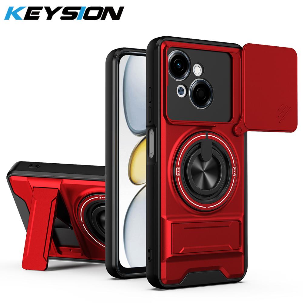 KEYSION Magnetic Phone Case for TECNO Spark Go 1 1S 2025 Slide Camera Protection Upright Kickstand 360 Ring Shockproof Back Cover