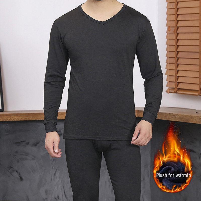 Thermal Autumn Clothing Set for Boys: Solid Color Velvet-Lined Trousers and Long-Sleeve Shirt for Teenagers – Cold-Resistant and Trendy