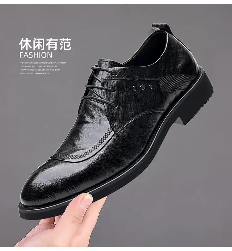 Fashion Handcrafted Mens Oxford Shoes Genuine Calfskin Leather Brogue Dress Shoes Classic Business Formal Shoes Man 2025