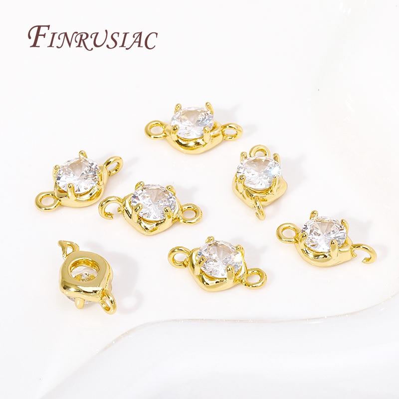 18K Gold Plated Zircon Crystal Decoration Connector Charms Accessories For Handmade DIY Women's Bracelet Earring Jewelry Making