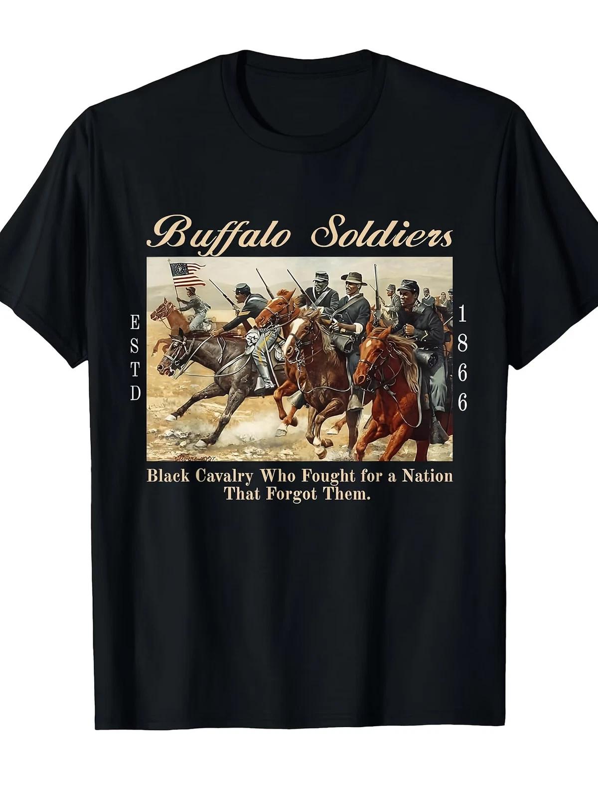 African American Black History Military USA Buffalo Soldiers T-Shirt XXXL