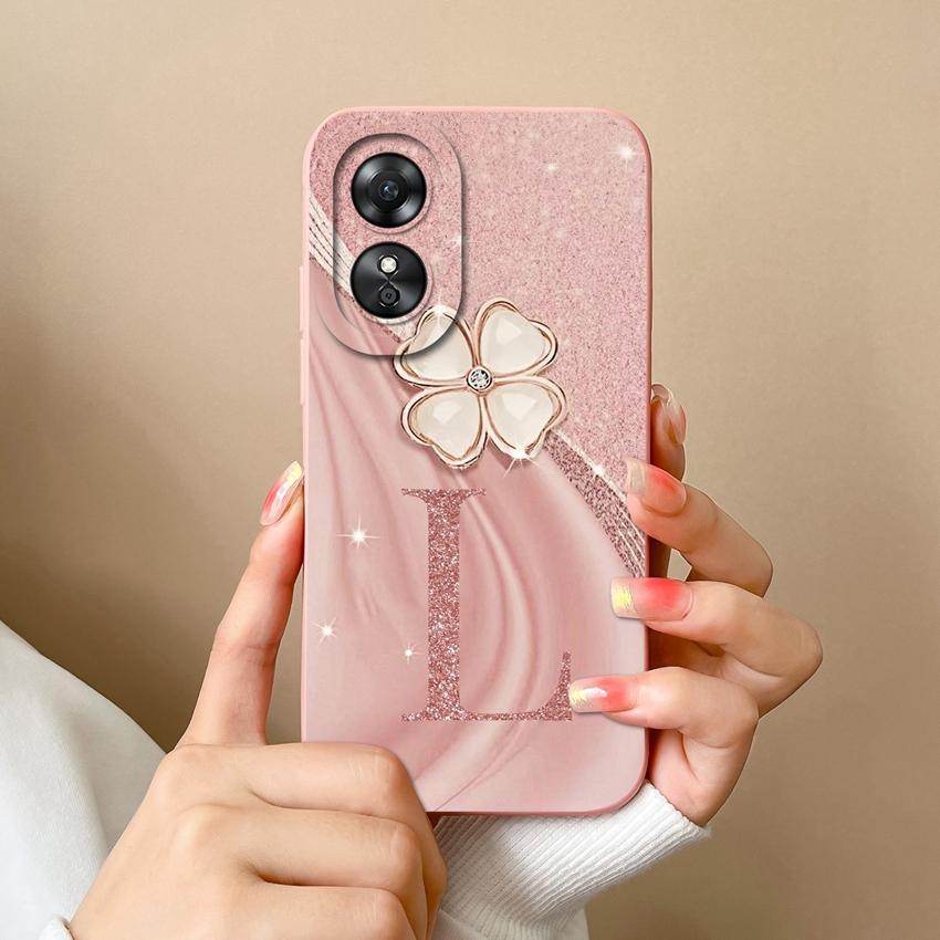 

Модный чехол для телефона Lucky Letters для Oppo A17 A17K A16K A1 A3S AX5 A11K жидкий силикон, недавно модернизированный пылезащитный защитный чехол для корпуса Oppo OPPO A9 2020