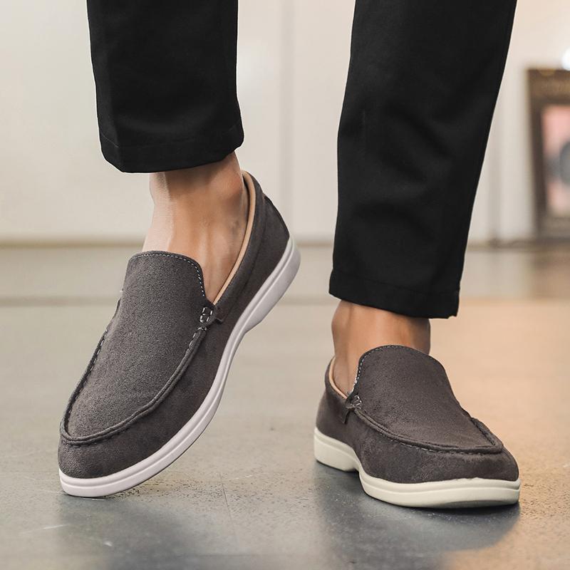 Fashion Classic Brand Men's Loafers High-quality Leather Suede Leather Shoes Daily Business Commuting Men's Flat Casual Shoes Anti Slip
